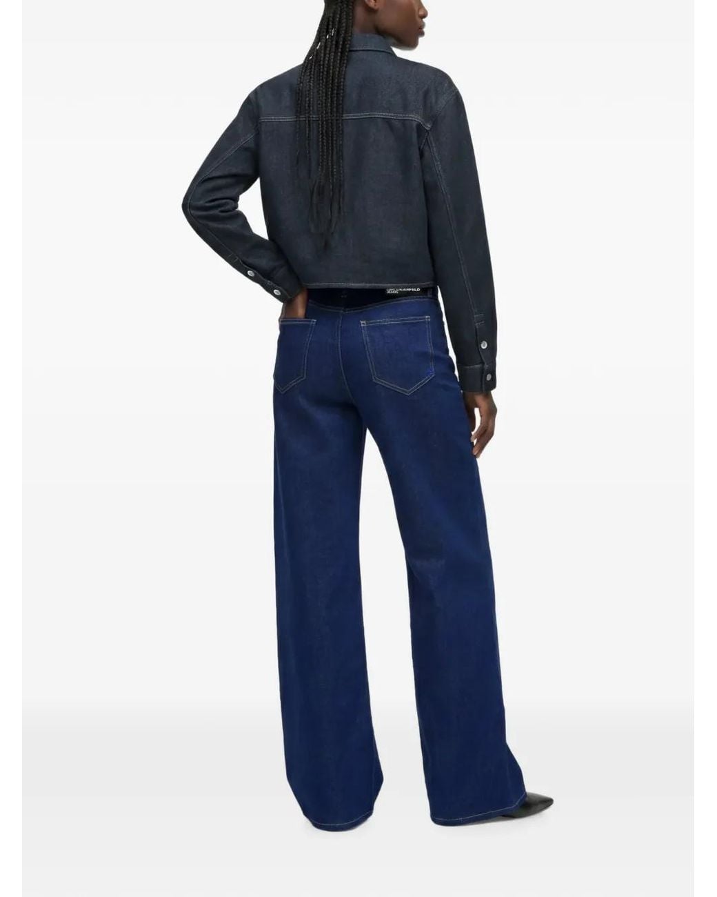 Karl Lagerfeld Blue High-Waisted Wide-Leg Jeans