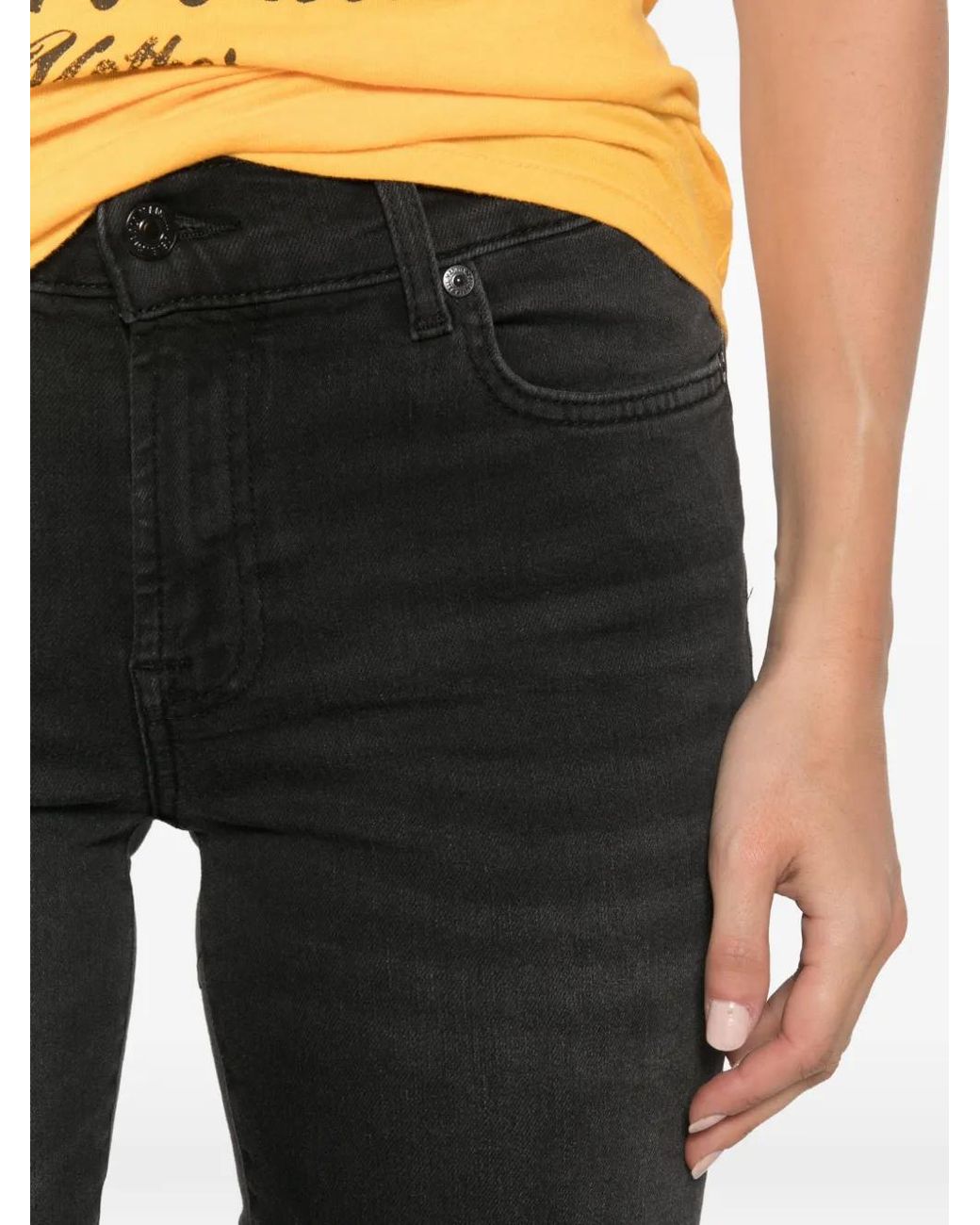 7 For All Mankind Black Faded Flared Jeans