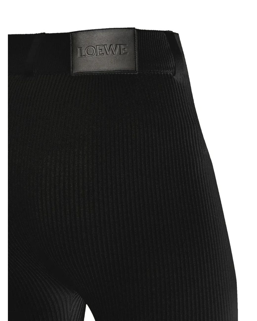 Loewe Black Ribbed-Knit Logo-Patch Trousers