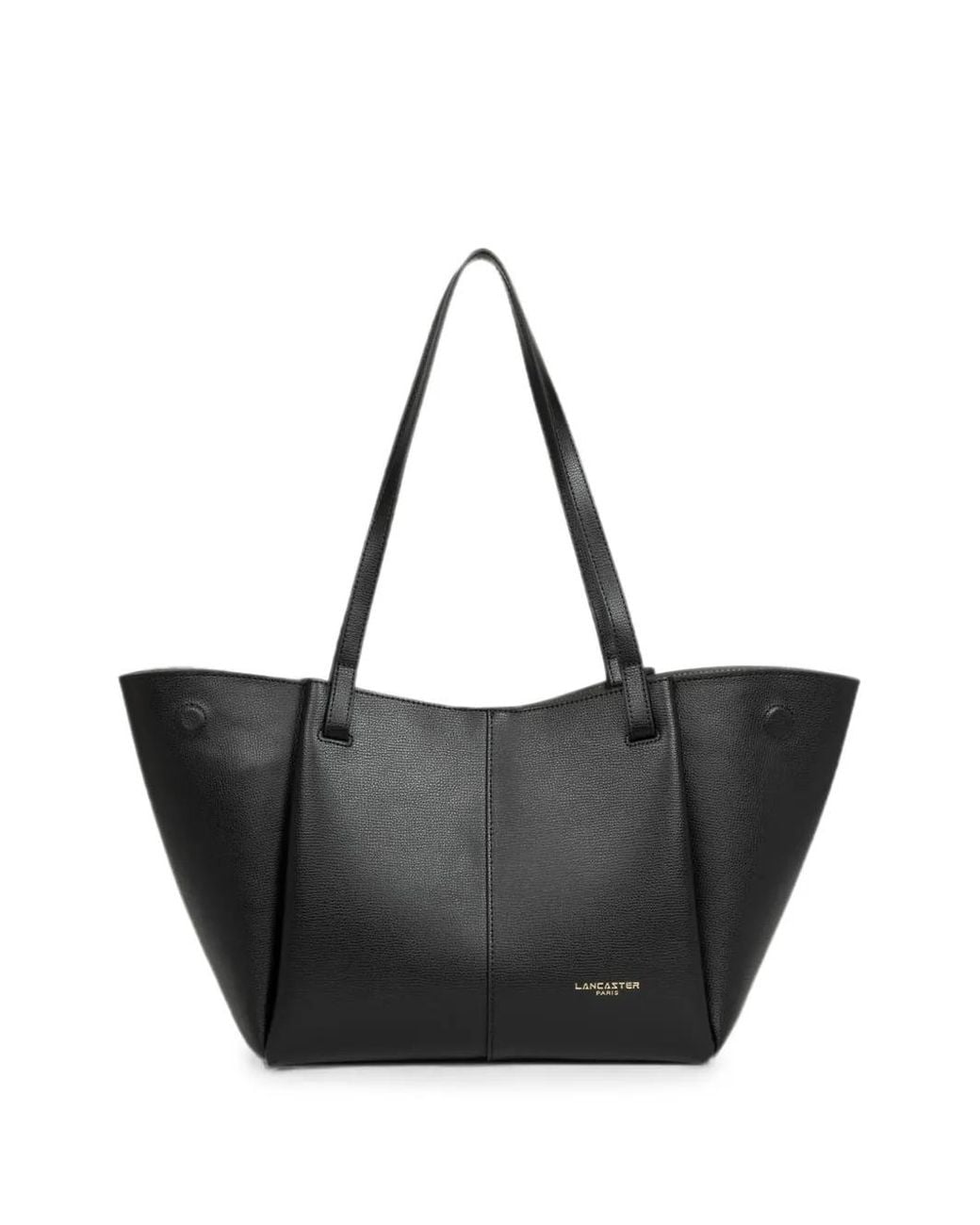 Lancaster Black Large Grained-Texture Logo-Print Tote Bag