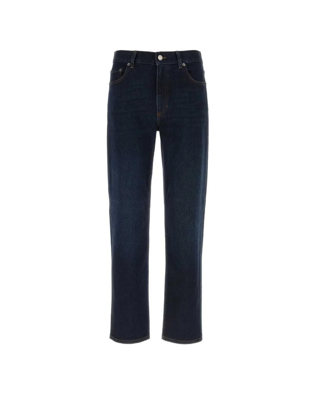 Zegna Blue Logo-Patch Straight-Leg Jeans for men