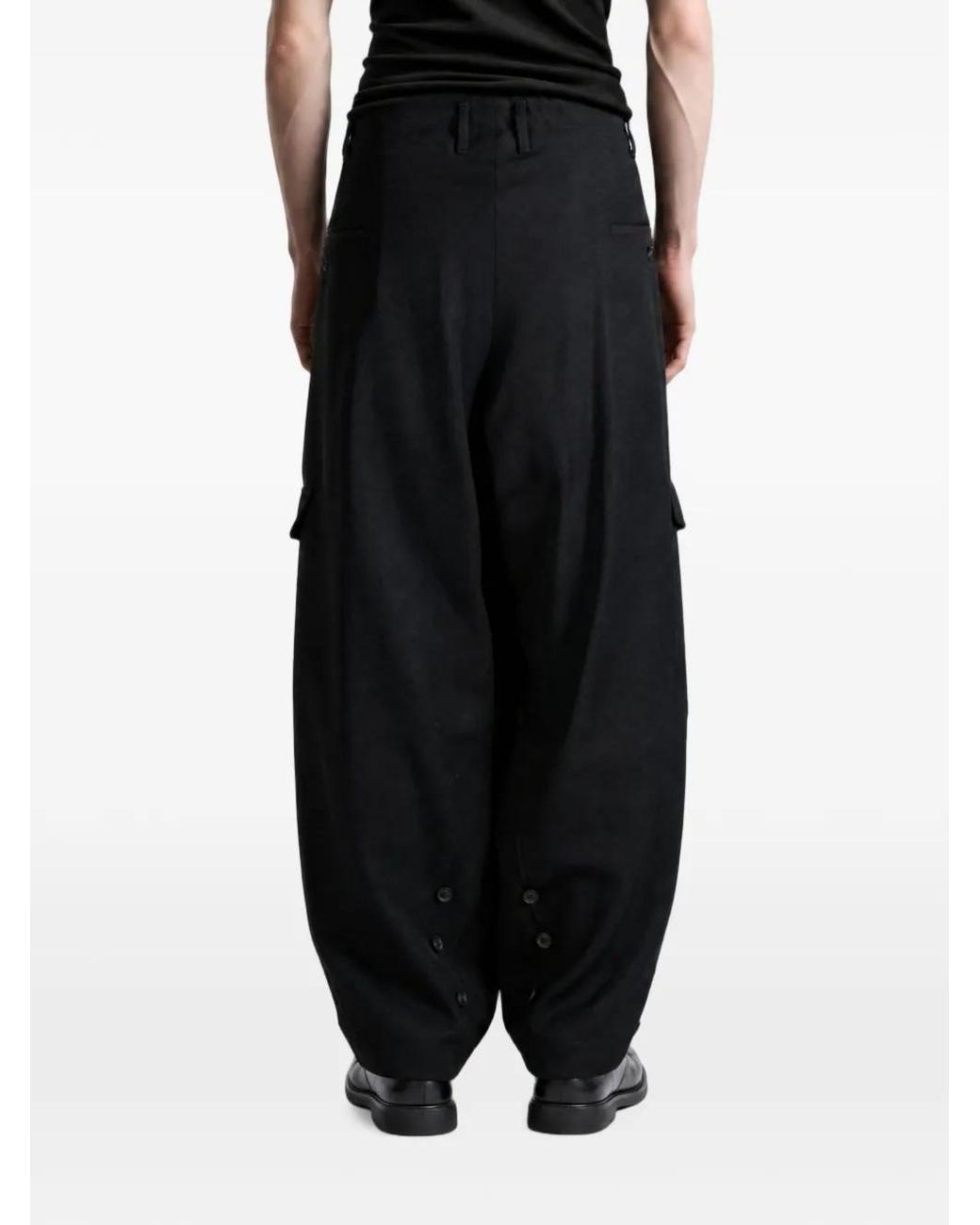 Yohji Yamamoto Gray Button-Detail Cargo Trousers for men