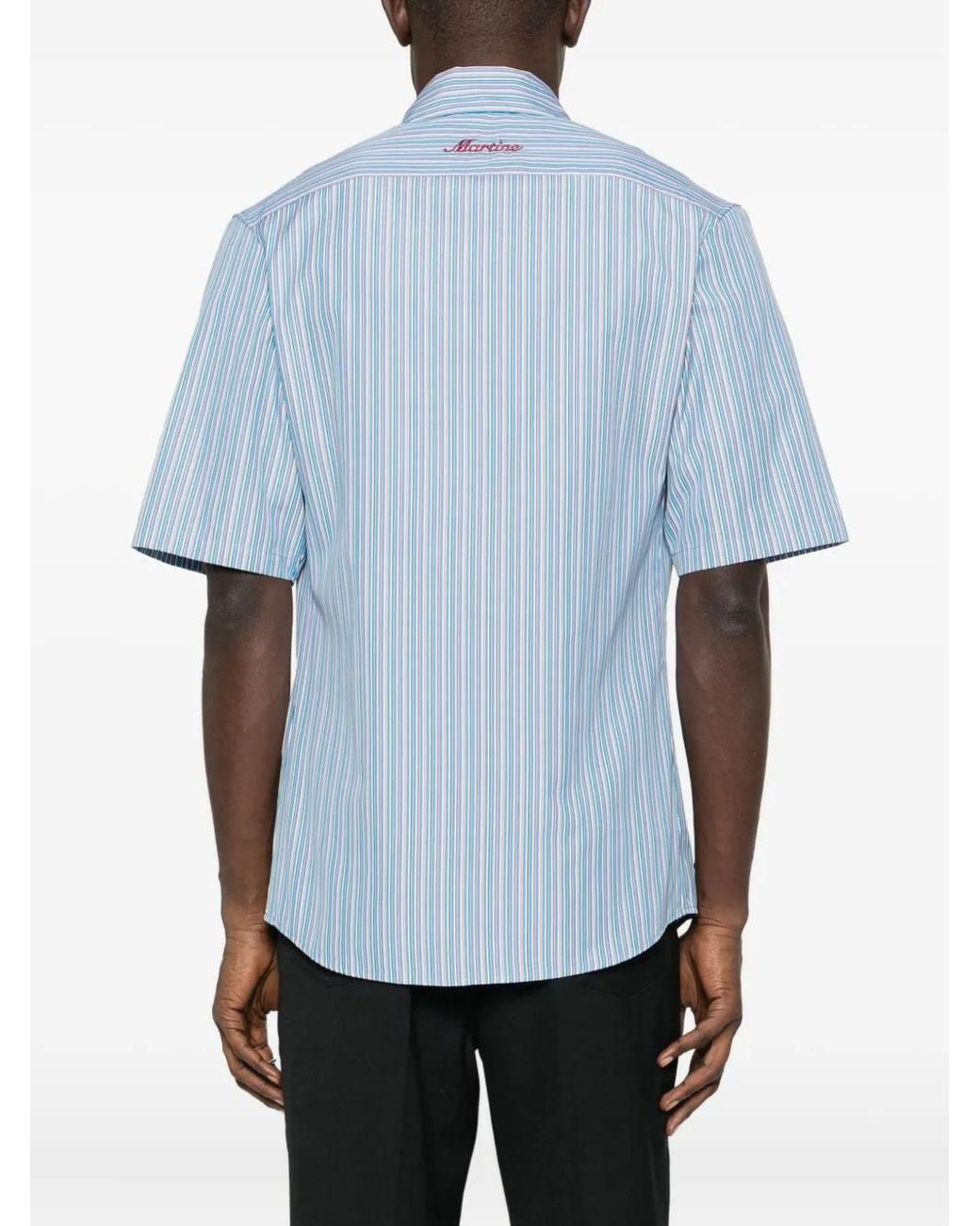 Martine Rose Blue Striped Embroidered Shirt for men