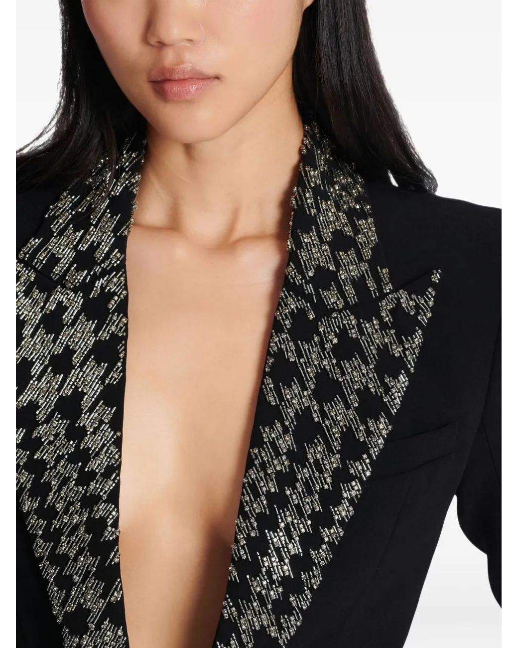 Balmain Black Embroidered Button Blazer