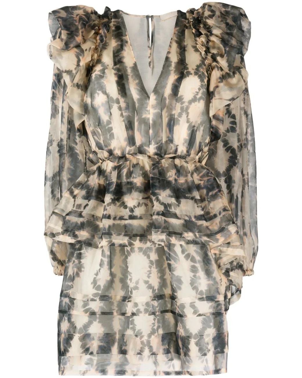 Ulla Johnson Natural Adelaide Abstract-Print Silk Minidress