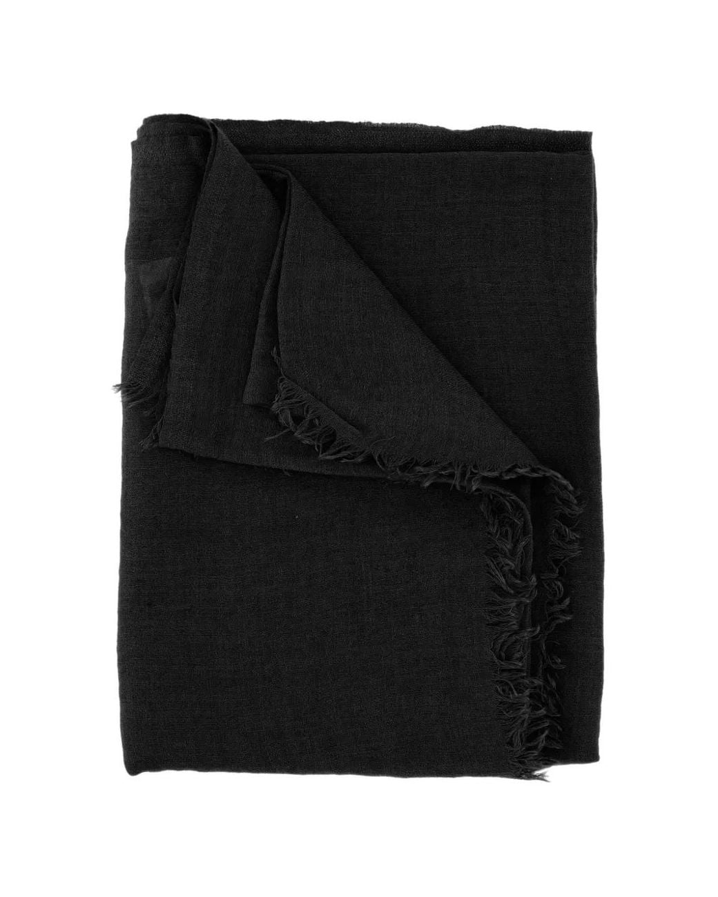 Rick Owens Black Frayed-Edge Scarf for men