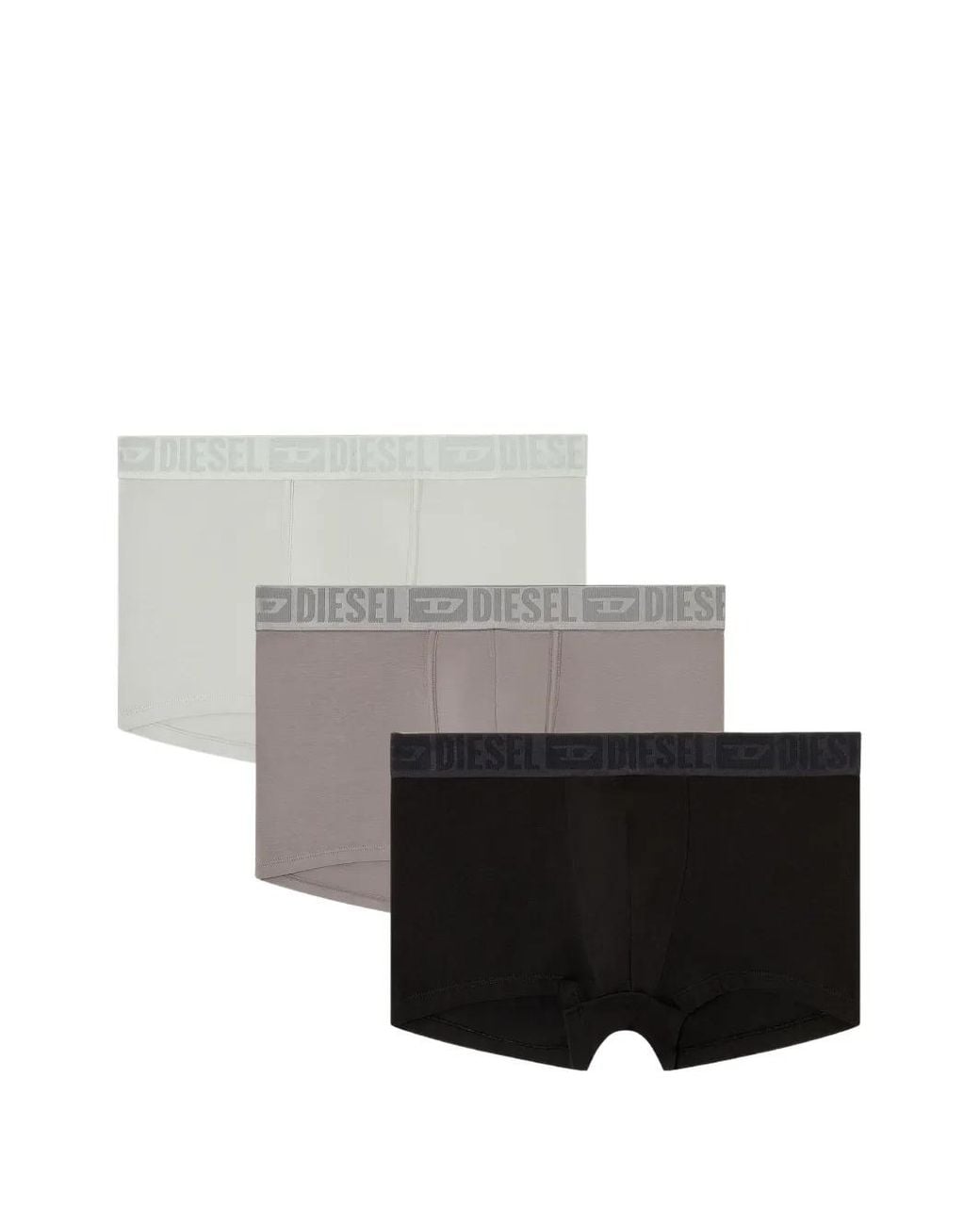 DIESEL Gray Three-Pack Of Stretch Cotton Boxer Briefs With Tonal Waistband for men