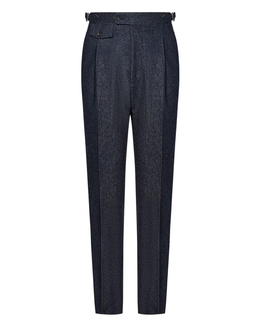 Franzese Collection Blue Stefano De Martino Virgin-Wool Trousers for men