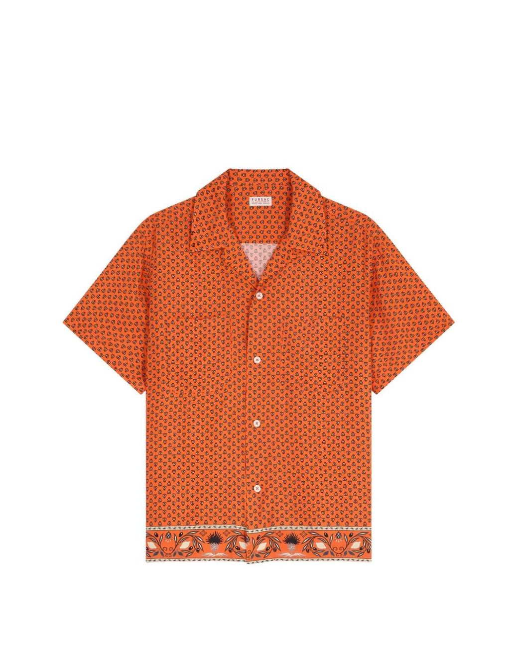 Fursac Orange Short-Sleeve Shirt for men