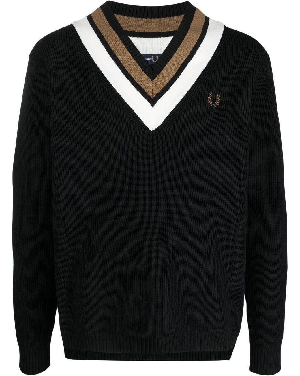 Fred perry black v neck jumper sale