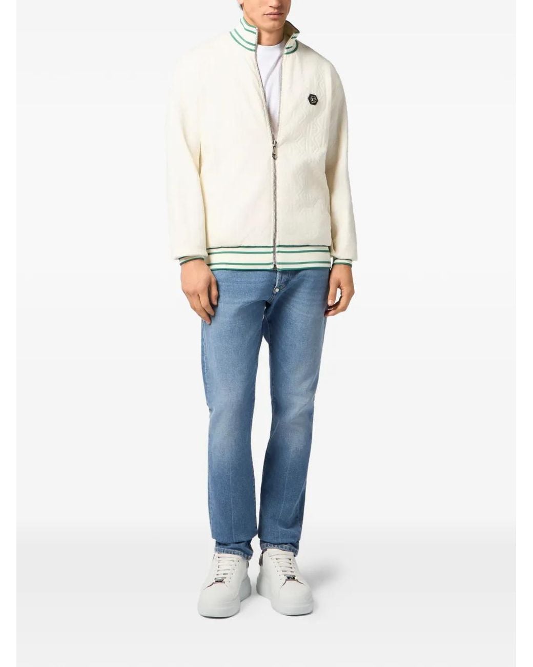 Philipp Plein White Tracksuit Jacket Jacquard Monogram for men
