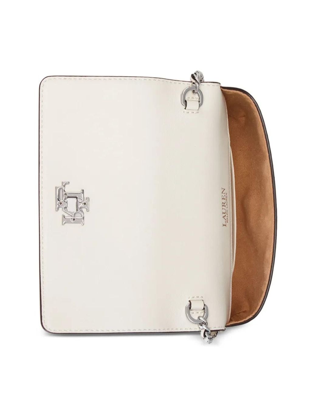Ralph Lauren White Logo-Plaque Chain-Link Mini Bag
