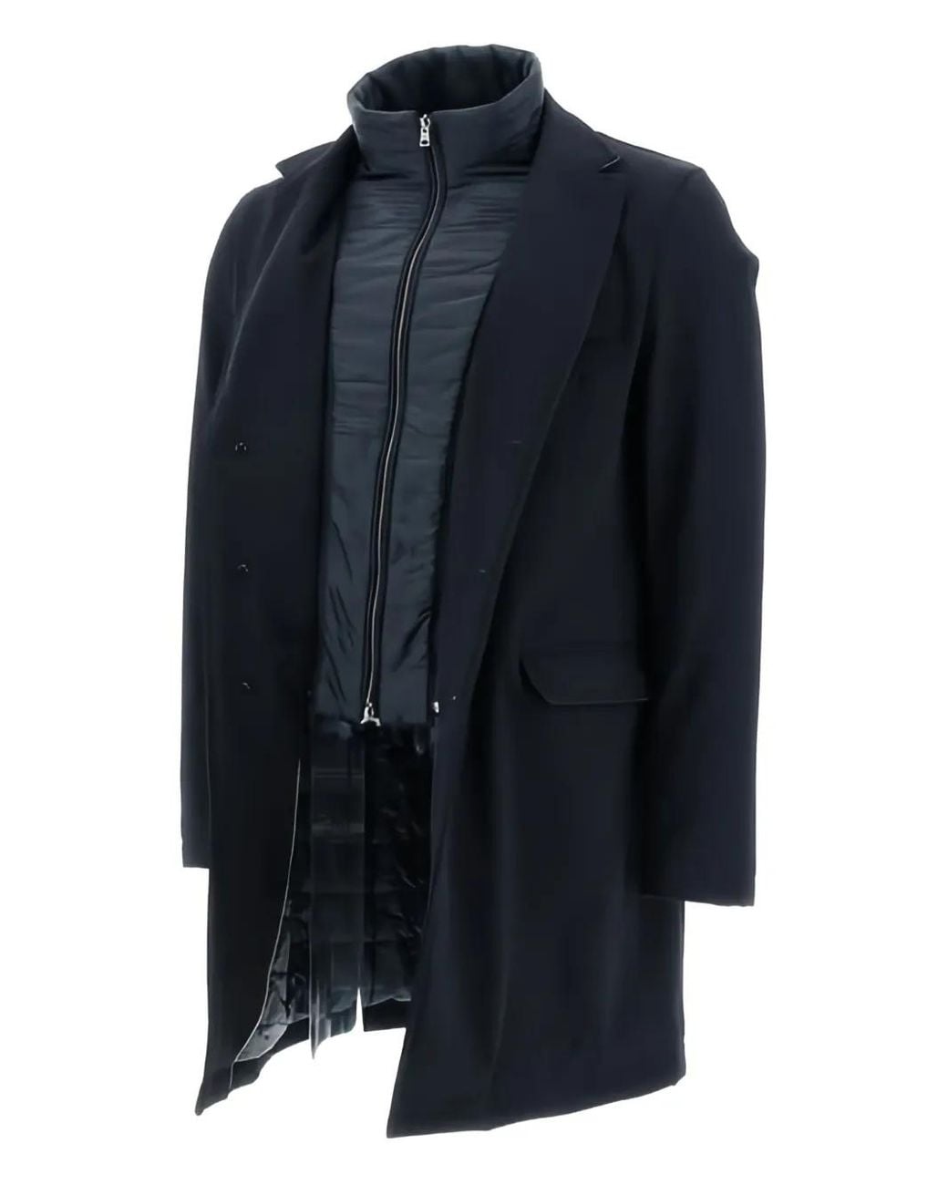 Herno Blue Single-Breasted Coat for men