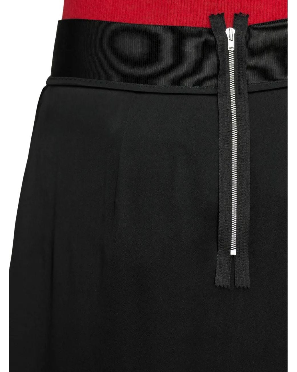Maison Margiela Black Washed Silk Satin Midi Skirt