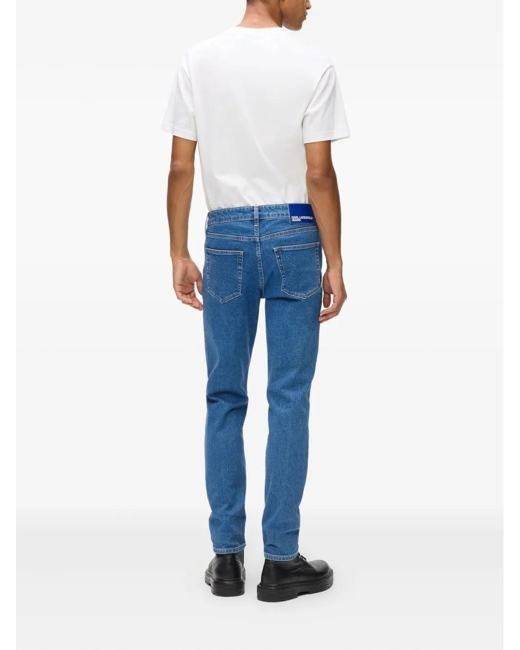 Karl Lagerfeld Blue Logo-Patch Jeans for men