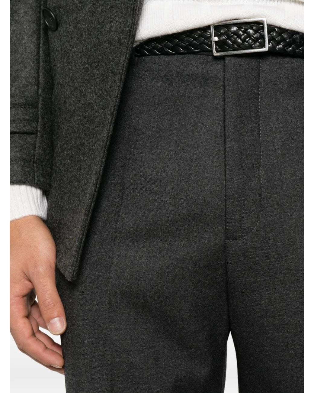 Tagliatore Black Pressed-Crease Tailored Trousers for men