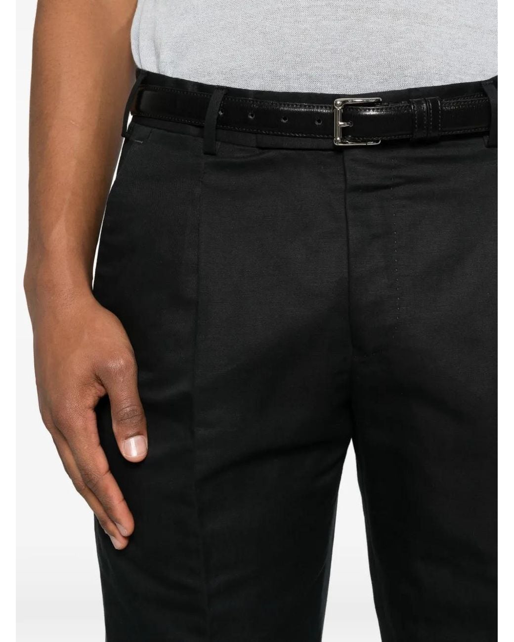 PT Torino Black Pleated Trousers for men