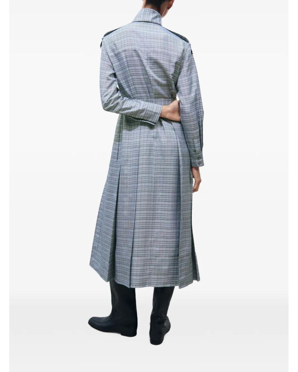 Tory Burch Blue Front-Tie Jacquard Shirtdress