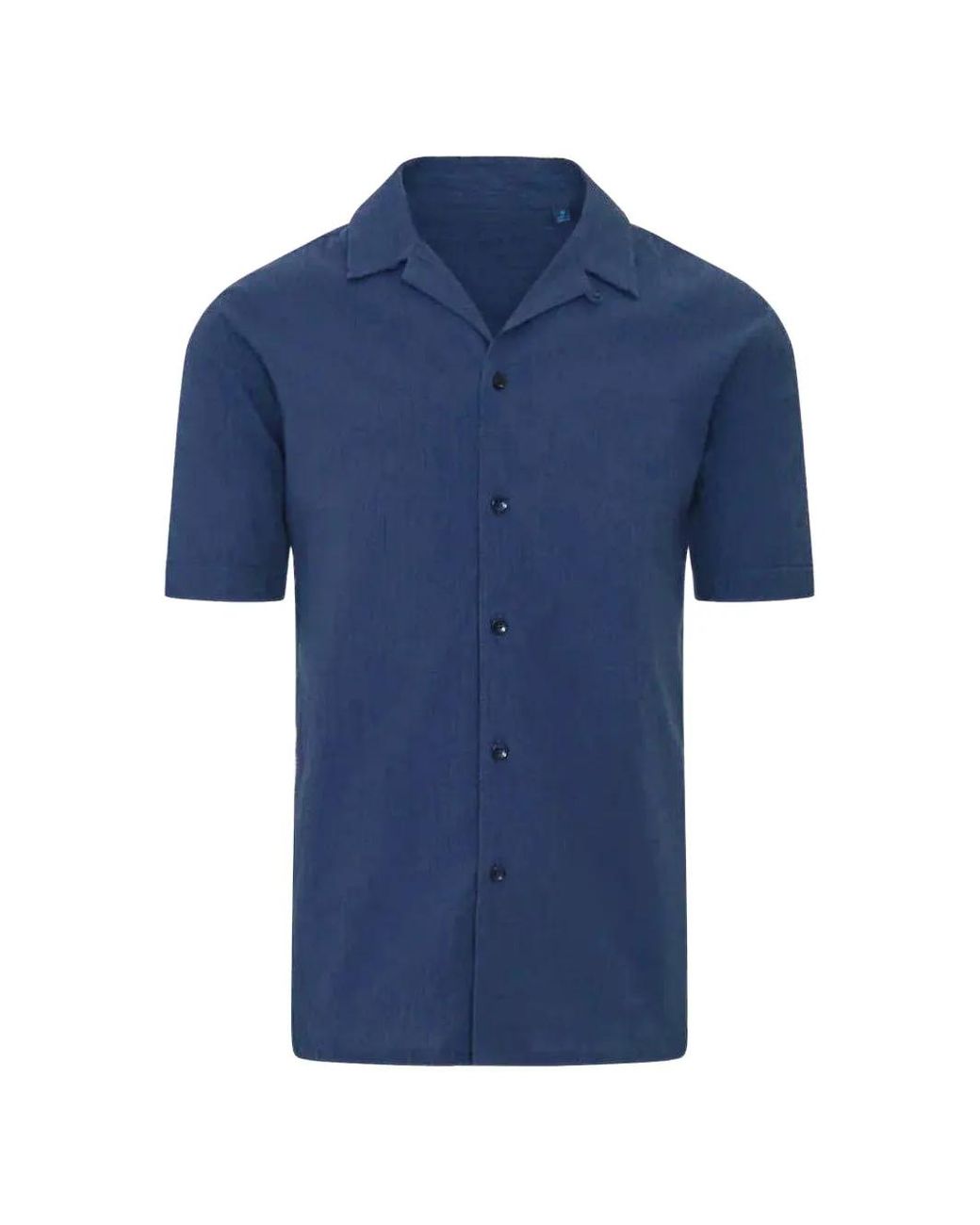 Patrick Assaraf Blue Seersucker-Textured Short-Sleeve Shirt for men