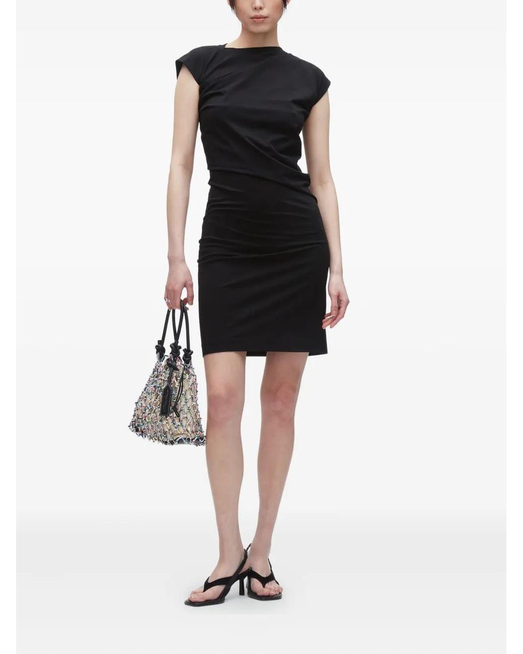 3.1 Phillip Lim Black Draped Cap-Sleeve Dress