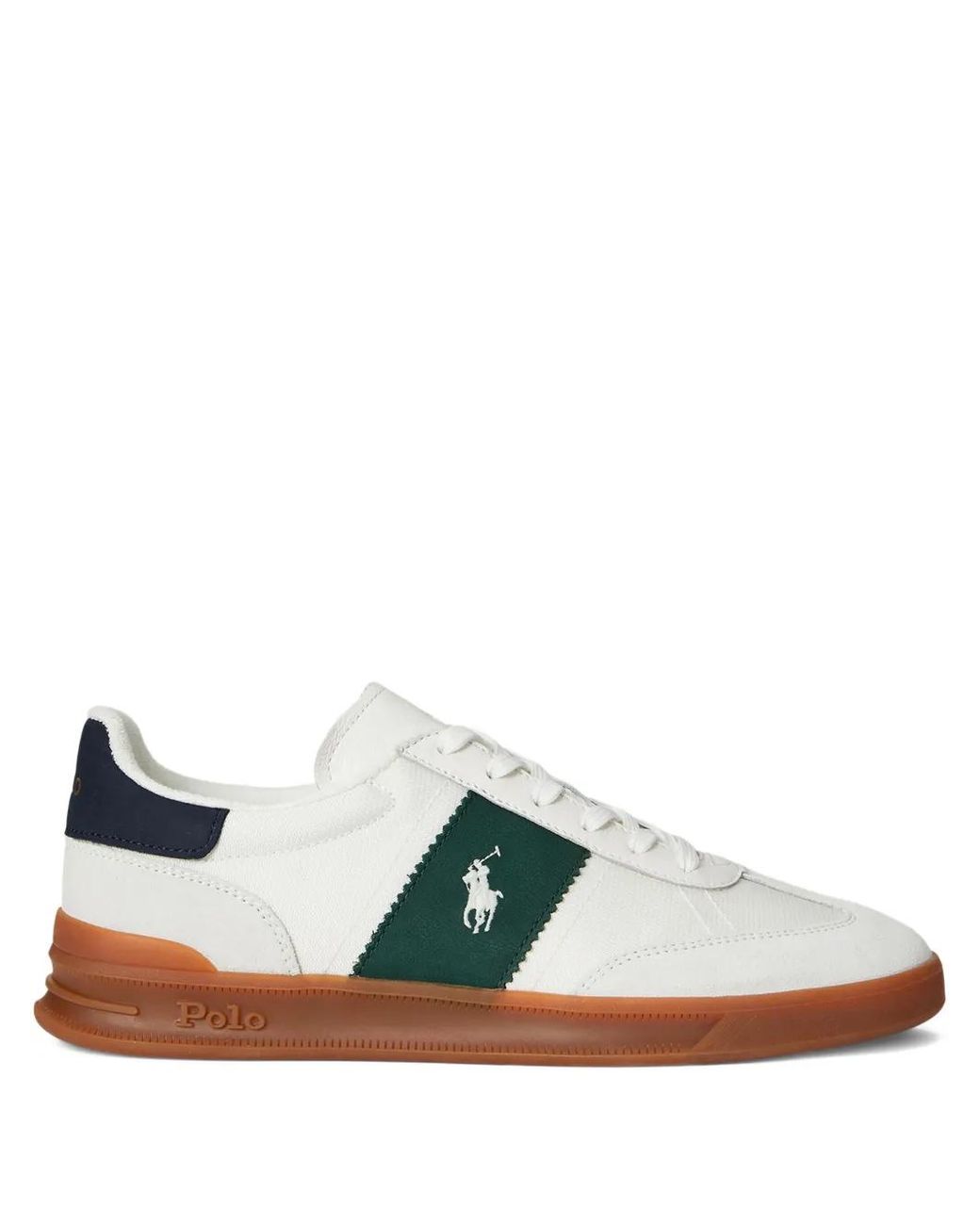 Polo Ralph Lauren Green Heritage Aera Suede-Paneled Sneaker for men