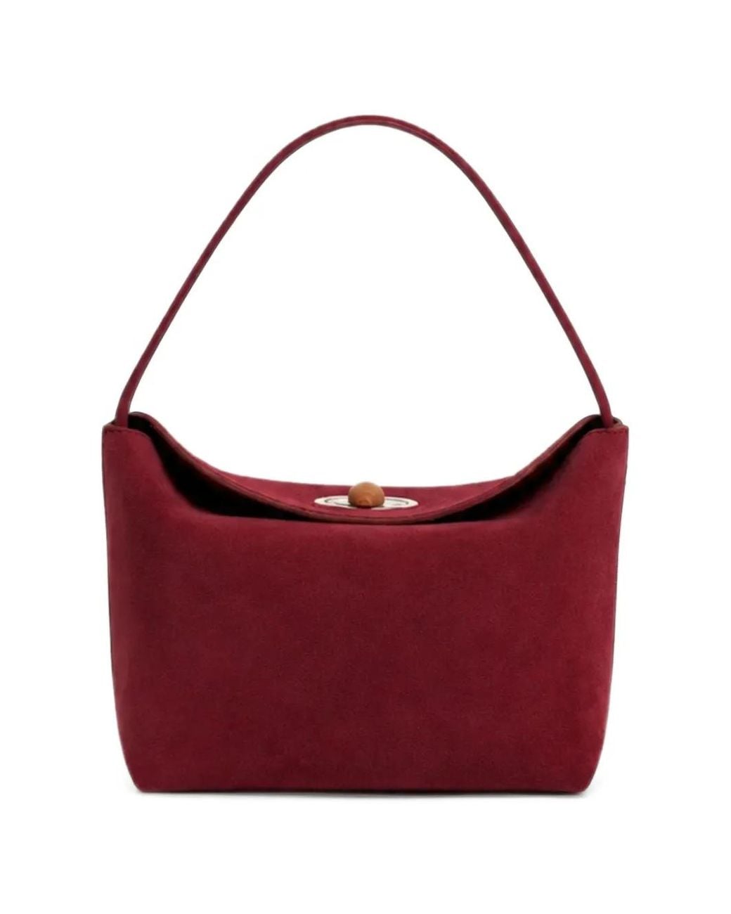 Christopher Esber Red Mini Turnlock Suede Shoulder Bag