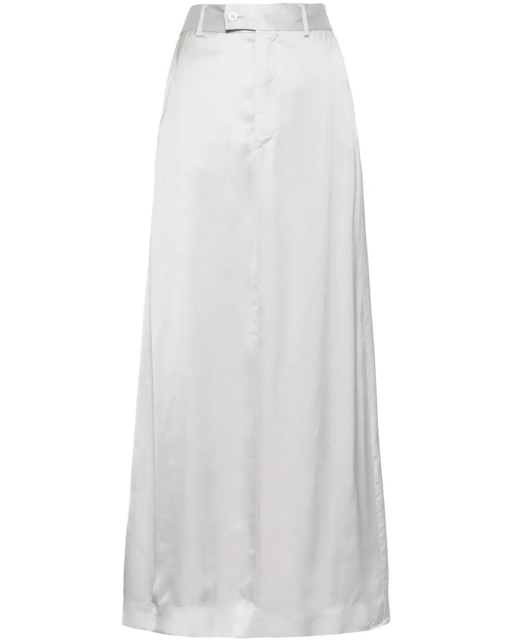 MM6 by Maison Margiela White Tailored Satin Wrap Skirt