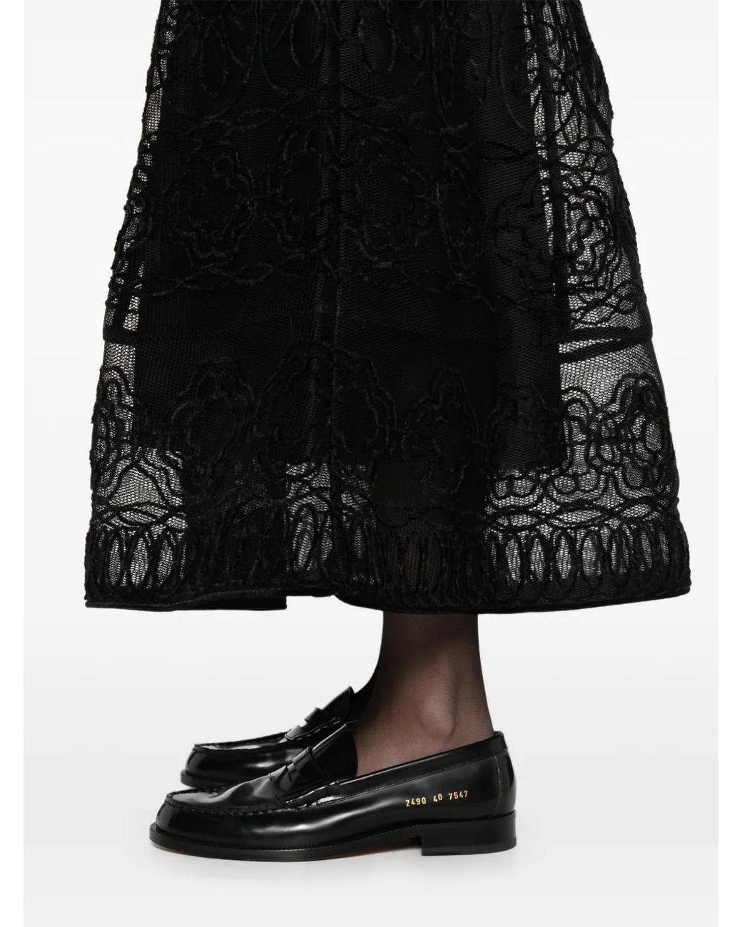 Maje Black Embroidered Basket-Weave Knit Skirt