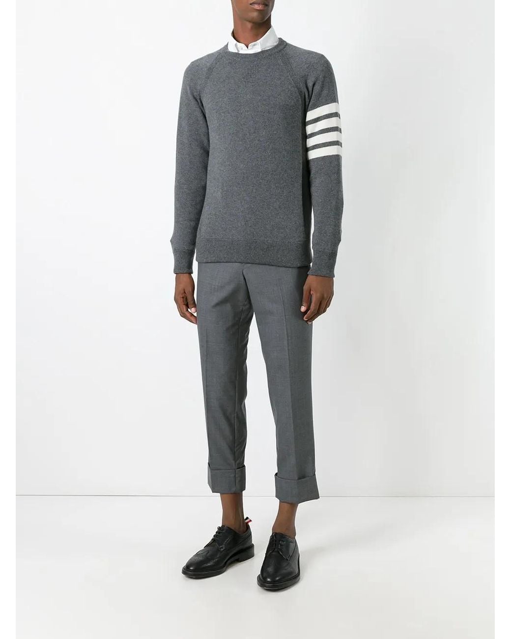 Pull En Cachemire À 4 Bandes Signature Thom Browne pour homme en coloris Gray