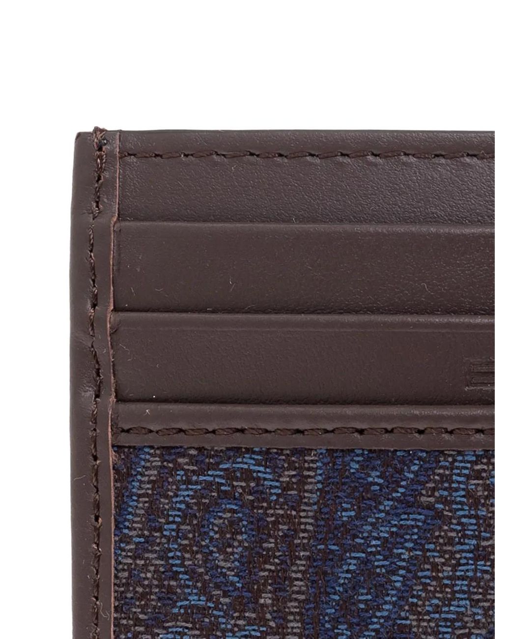 Etro Blue Paisley-Pattern Leather Cardholder for men