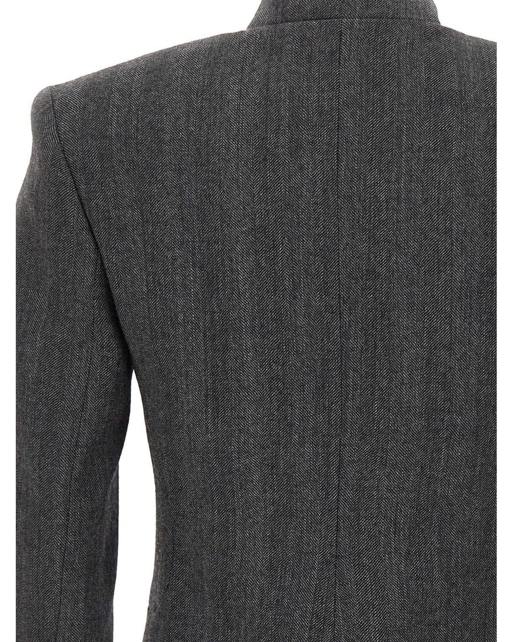 Coperni Black Herringbone-Pattern Asymmetrical-Fastening Jacket