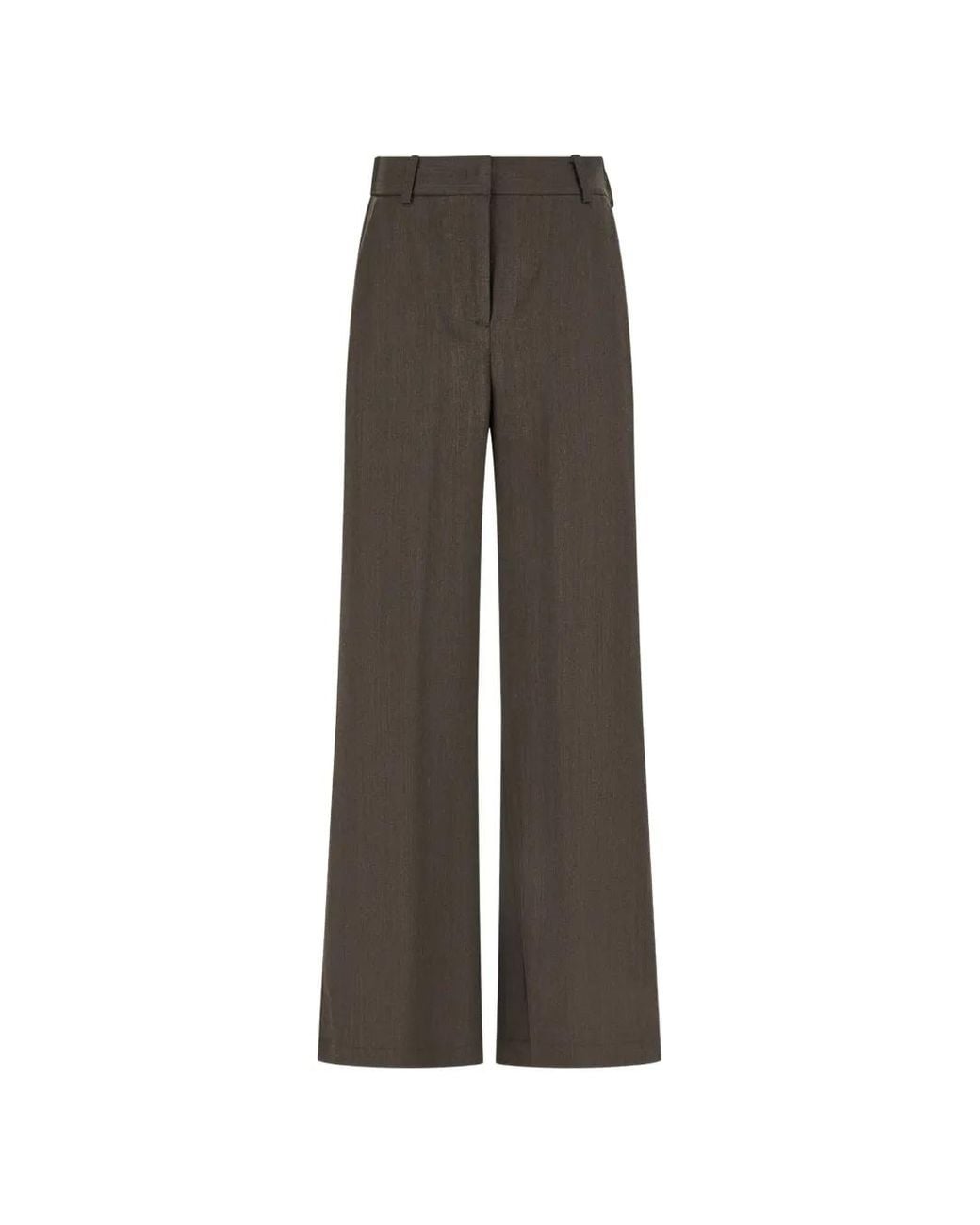 Panicale Brown Herringbone-Pattern Wide-Leg Trousers