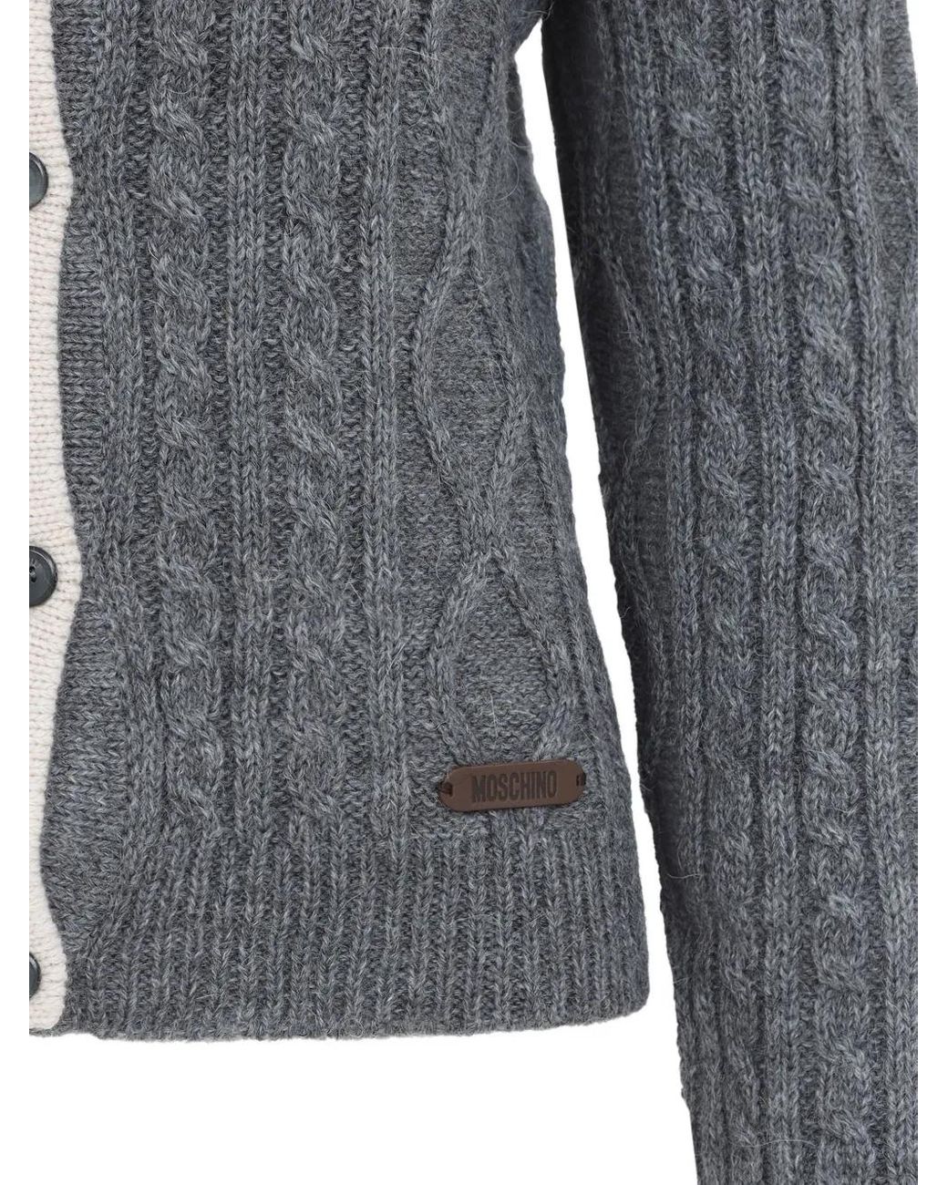 Moschino Blue Bicolor Wool Cardigan