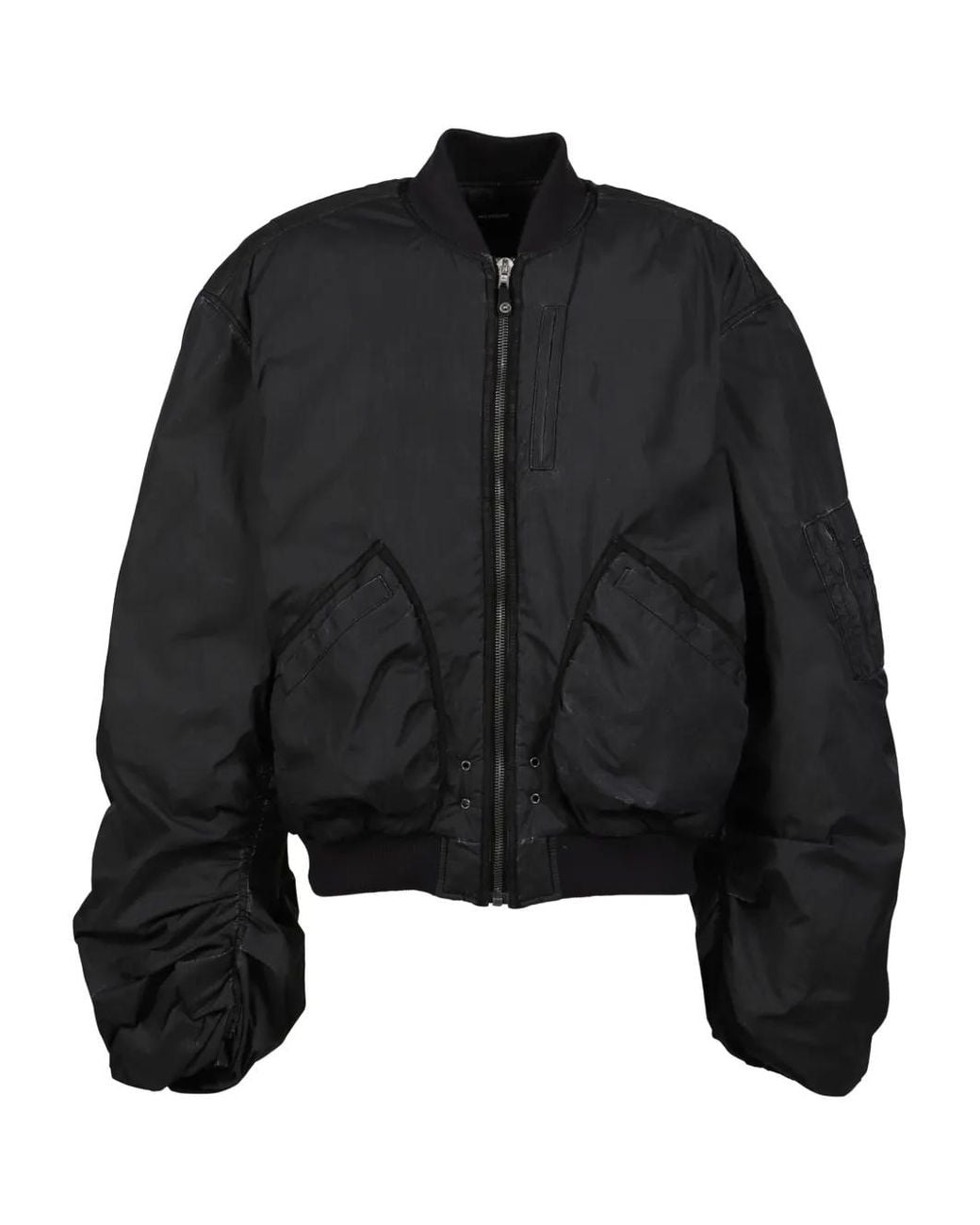 we11done Black Gathered-Effect Bomber Jacket for men