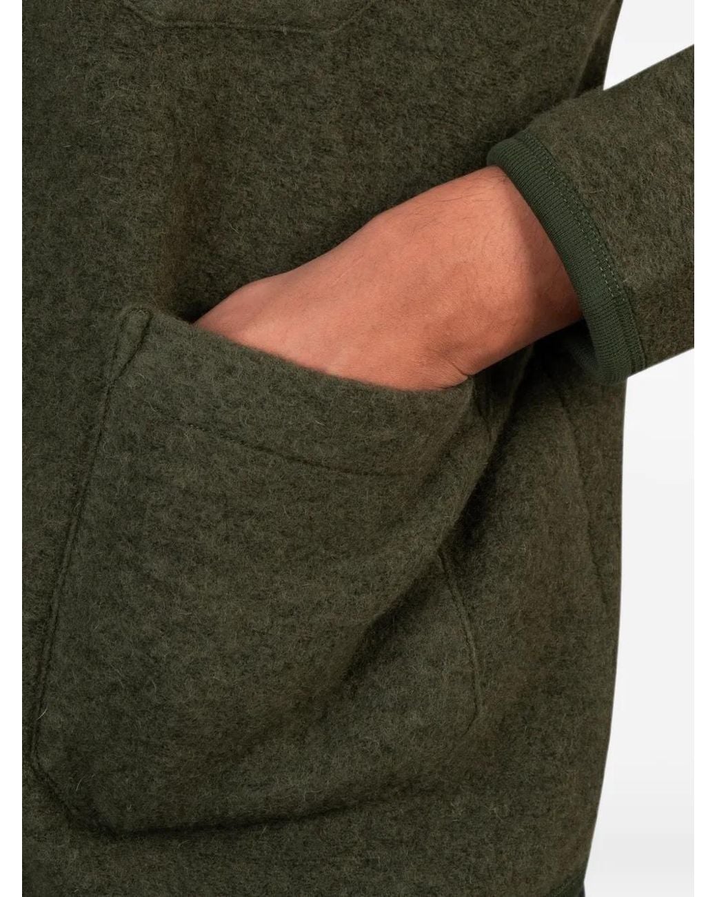 Universal Works Green Button-Up Patch-Pocket Cardigan for men