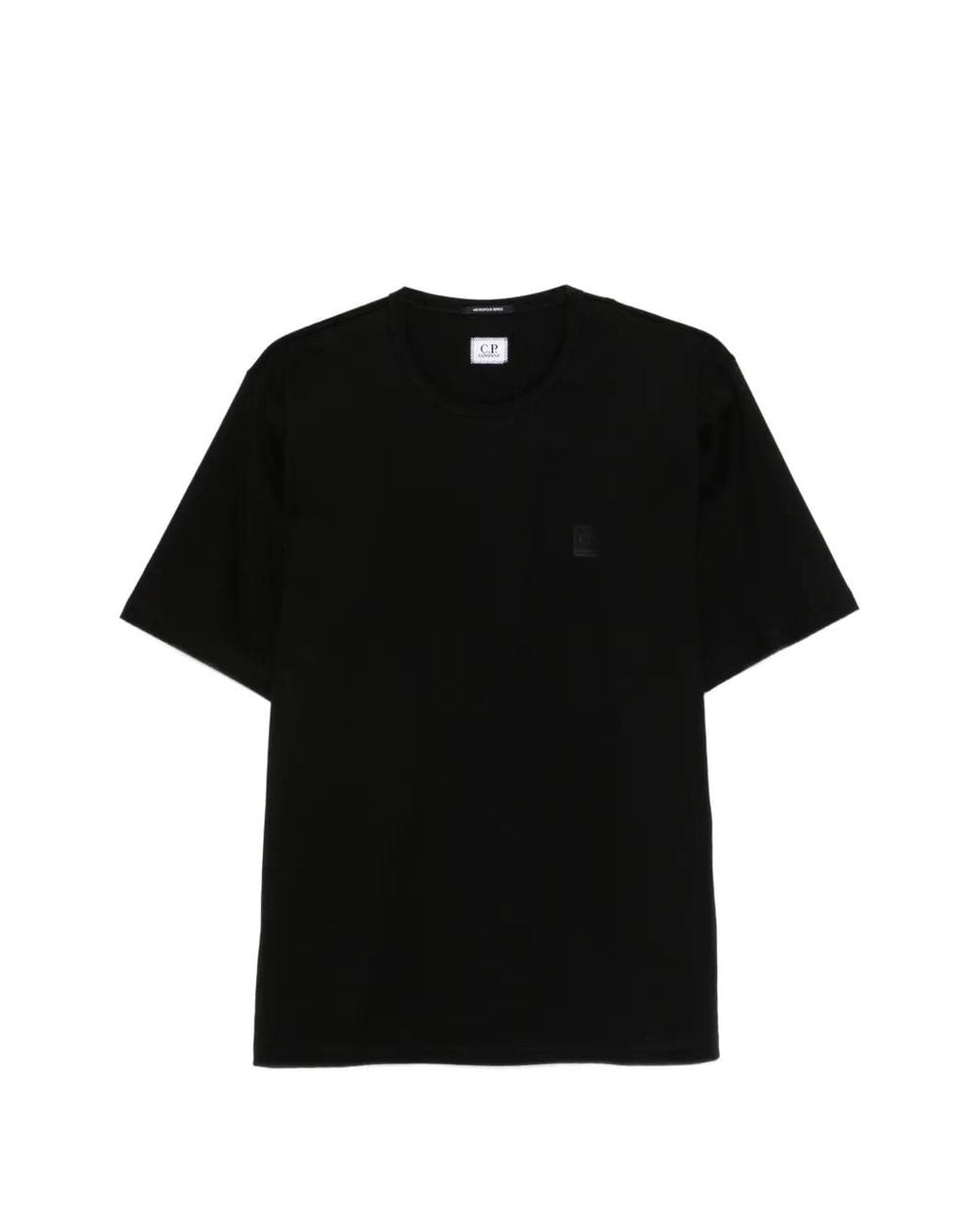 C P Company Black Metropolis Series Mercerized Jersey Short Sleeve Chest Logo T-Shirt for men