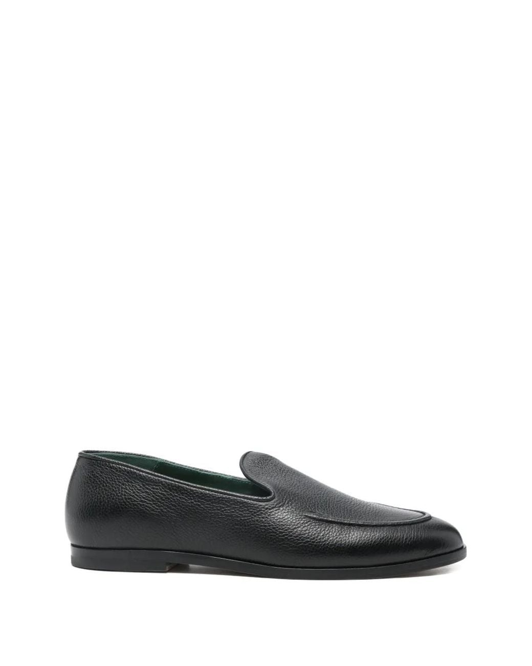 VINNY'S Black Marcel Grained-Leather Loafers for men