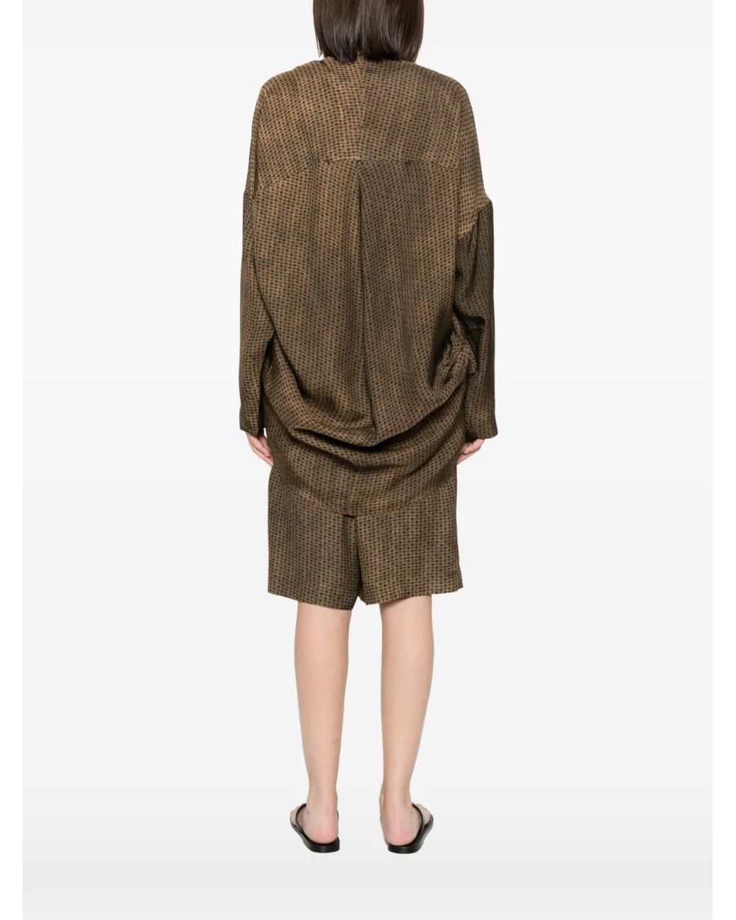 Uma Wang Natural Tate Geometric-Pattern Shirt