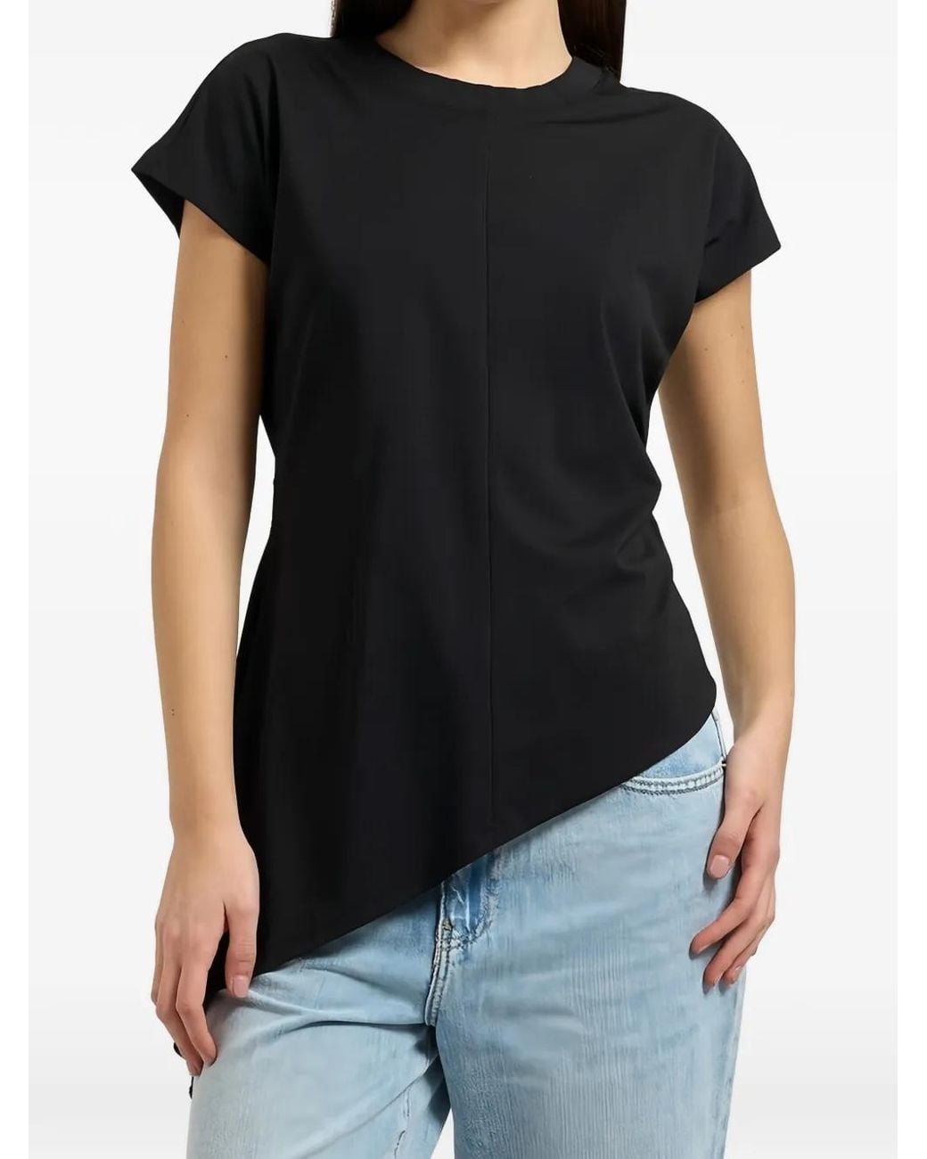 Fracomina Black Asymmetric-Hem T-Shirt