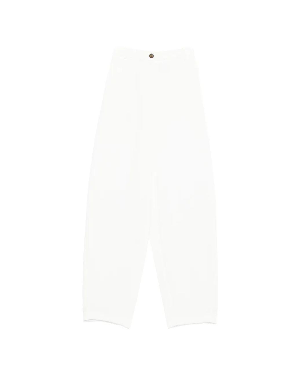 Elisabetta Franchi White Pantalon Léger En Crêpe