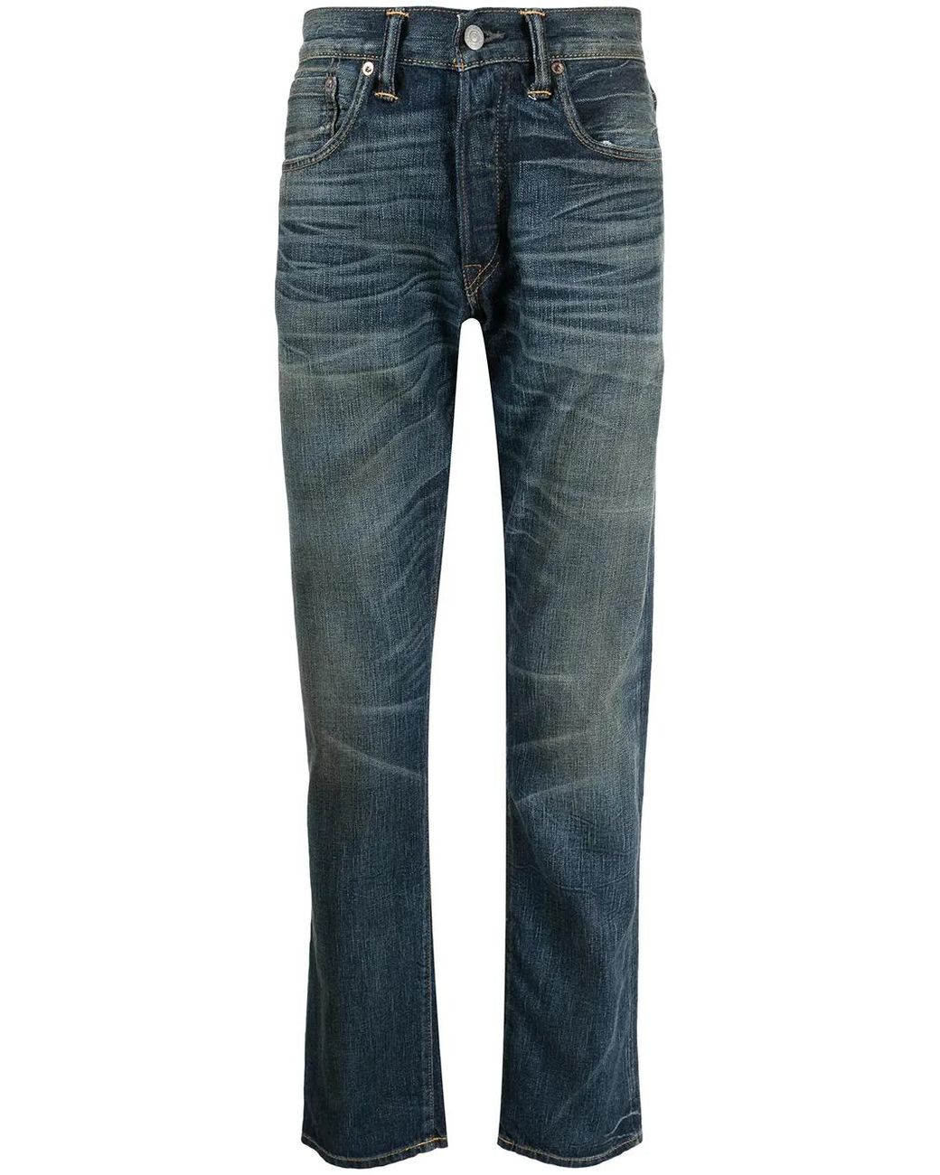 RRL Blue Whiskering-Effect Jeans for men