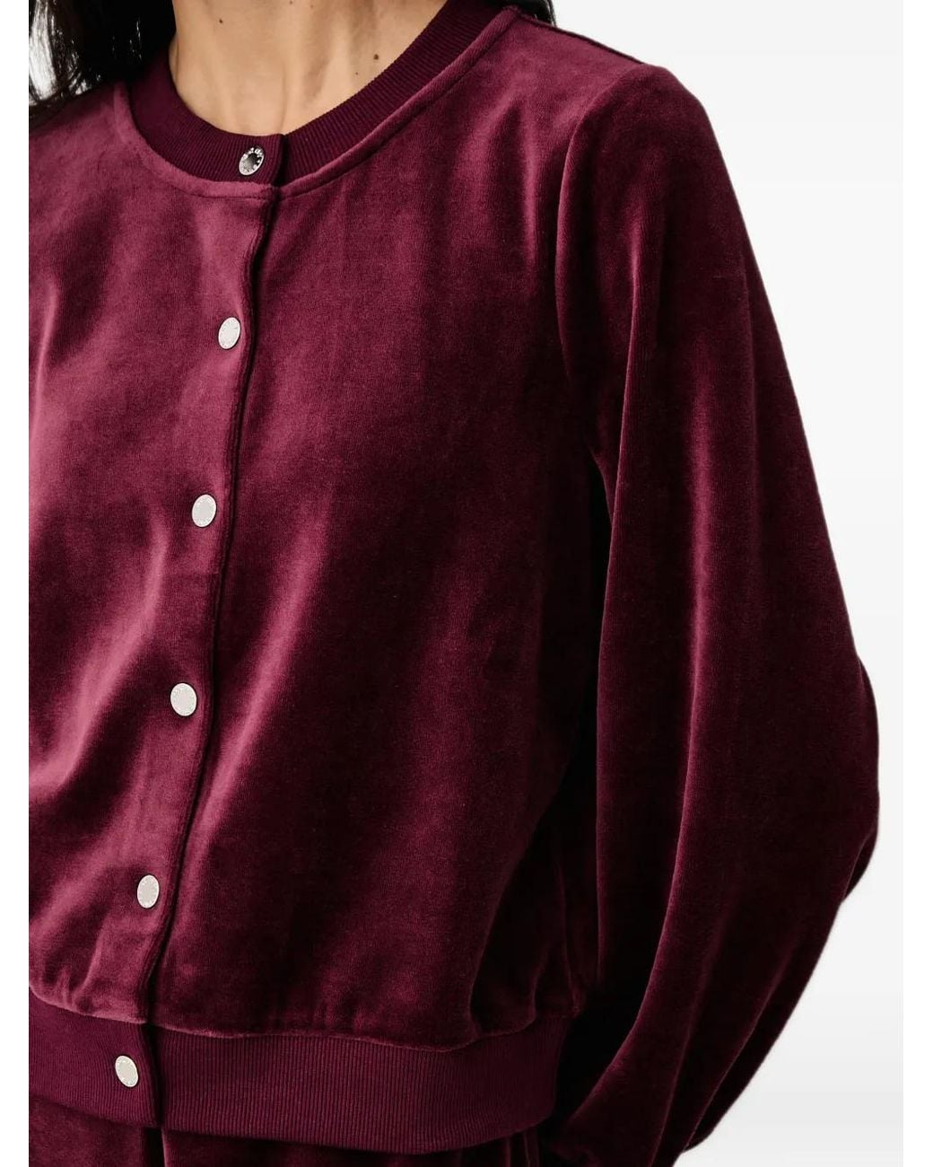 DKNY Red Velvet Press-Stud Sweatshirt