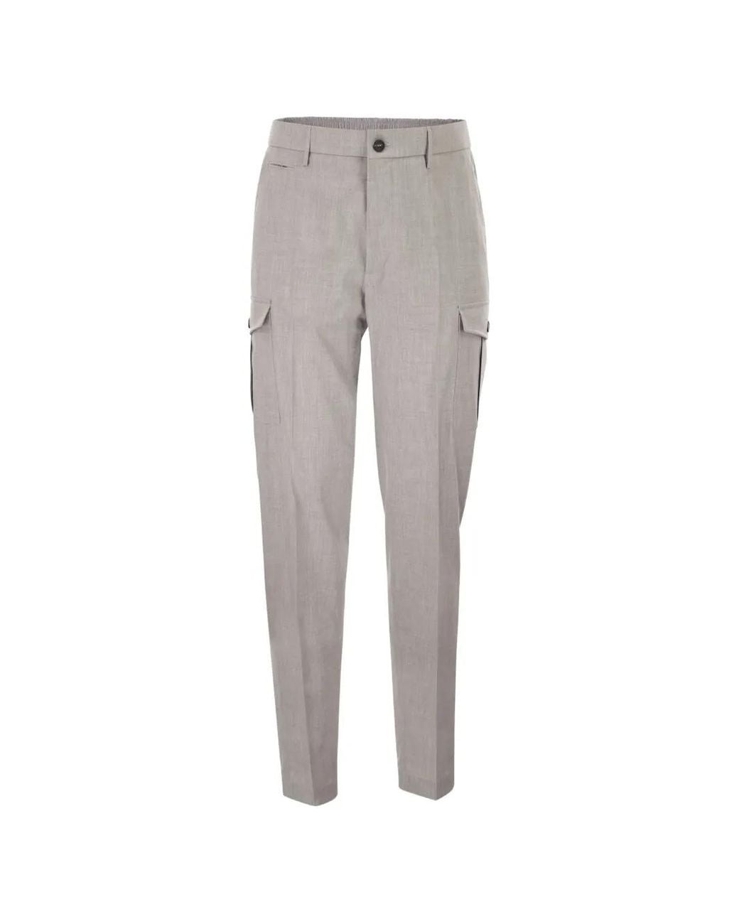 Peserico Gray Tailored Cargo Pants for men