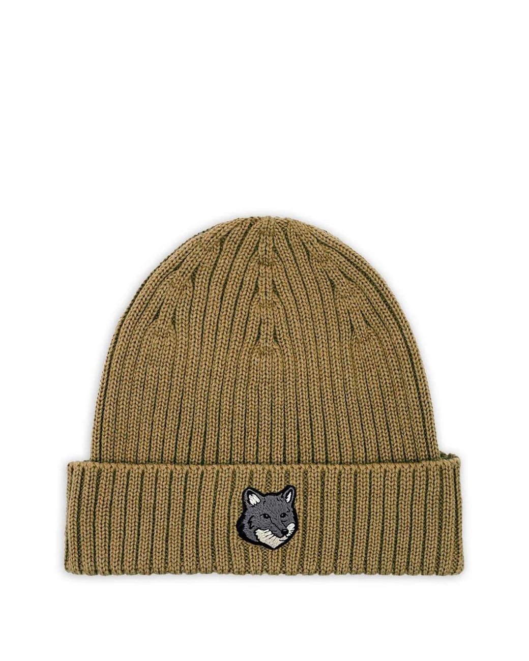 Maison Kitsuné Green Fox Head Large Beanie for men