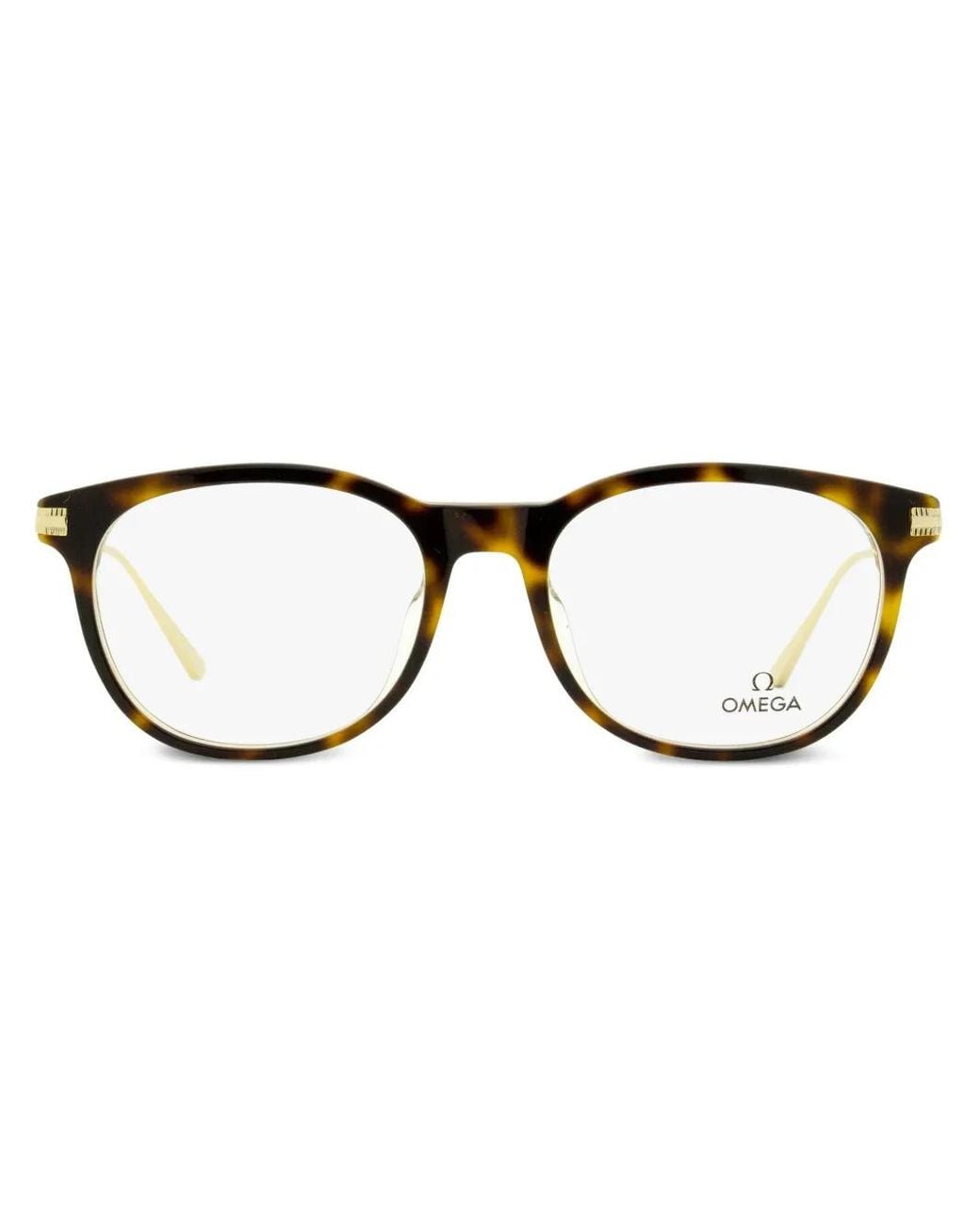 OMEGA EYEWEAR Brown Tortoiseshell Round-Frame Glasses for men