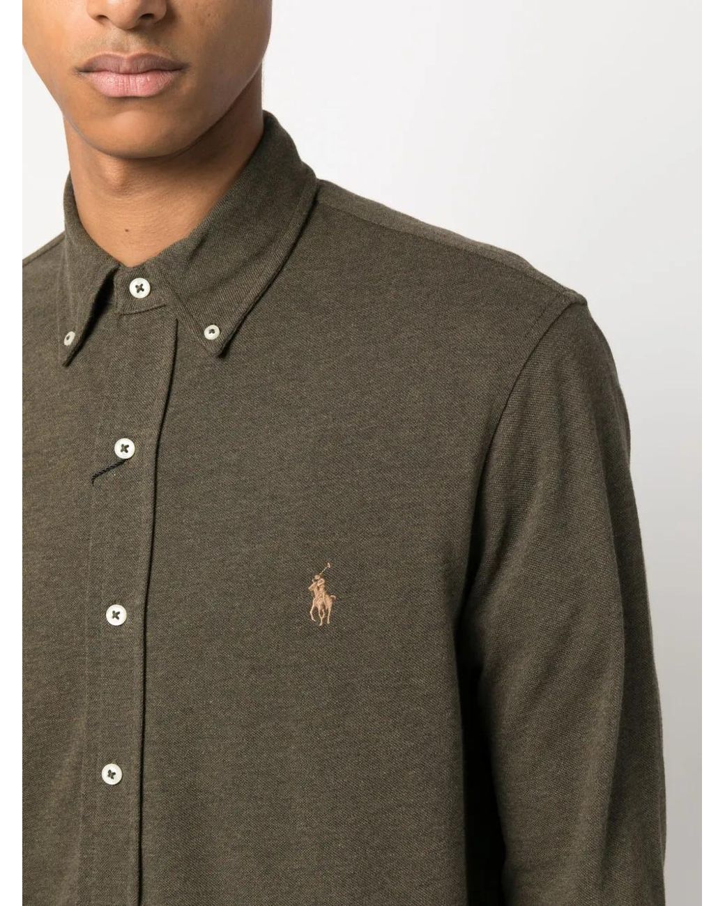 Polo Ralph Lauren Green Horseferry-Embroidered Cotton Shirt for men