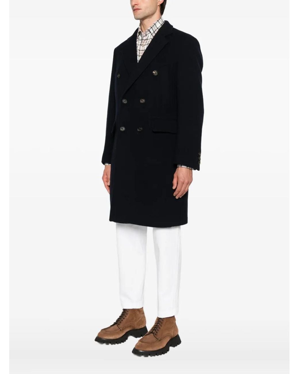 Eleventy Blue Double-Breasted Button Coat for men