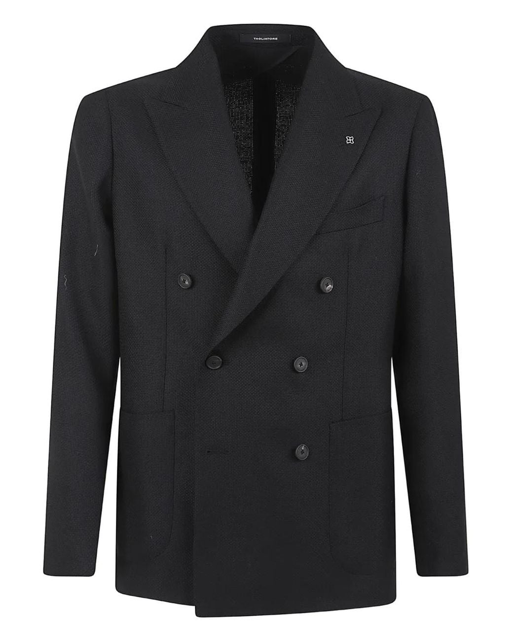 Tagliatore Black Double-Breasted Jacket for men