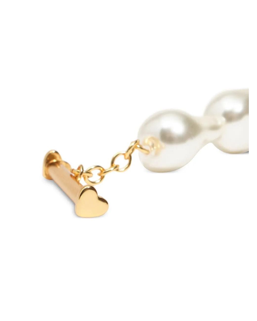 Bimba Y Lola Metallic Elastic Bracelet With Pearls And Amber Resin Heart