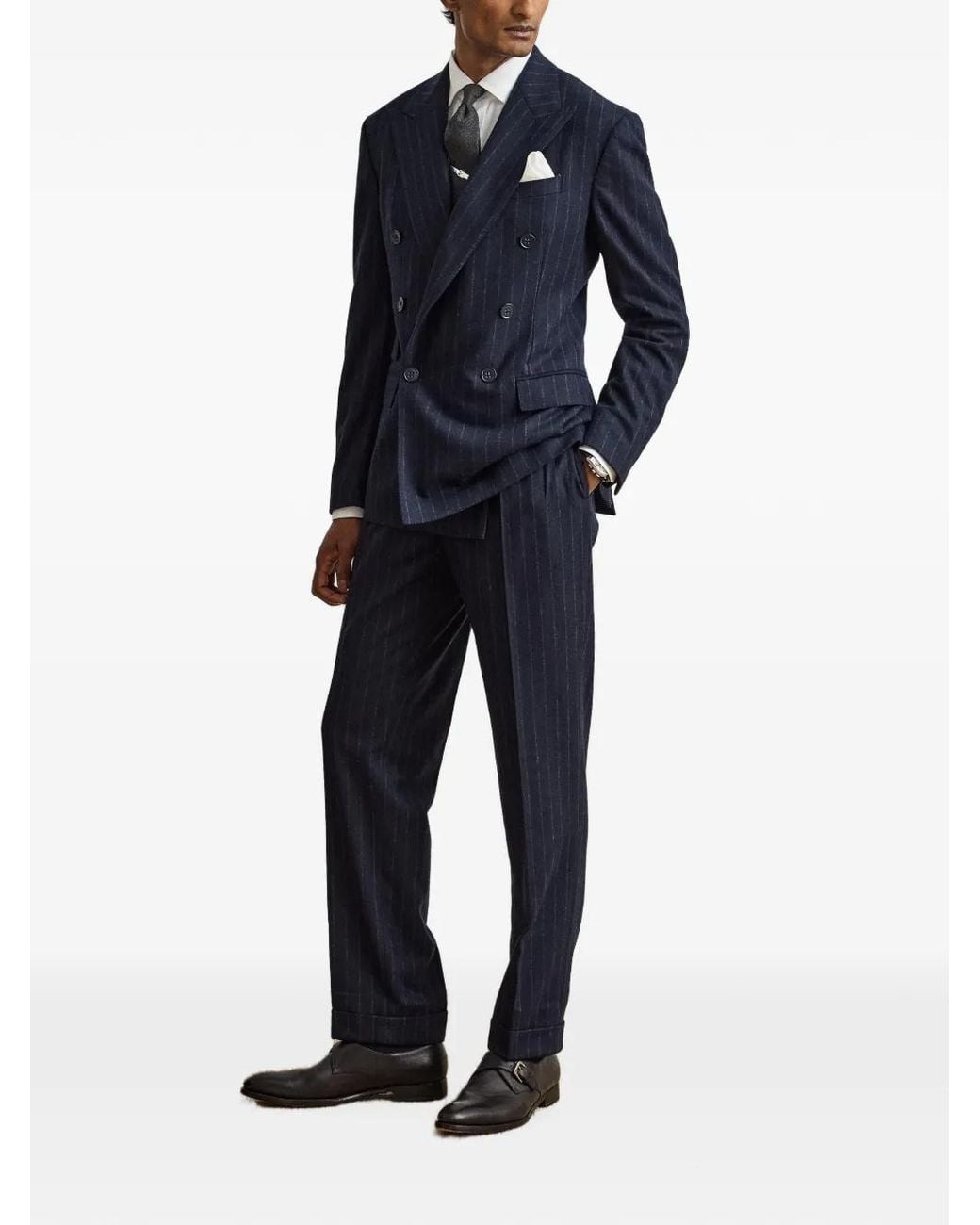 Ralph Lauren Blue Kent Pinstripe Double-Breasted Suit for men